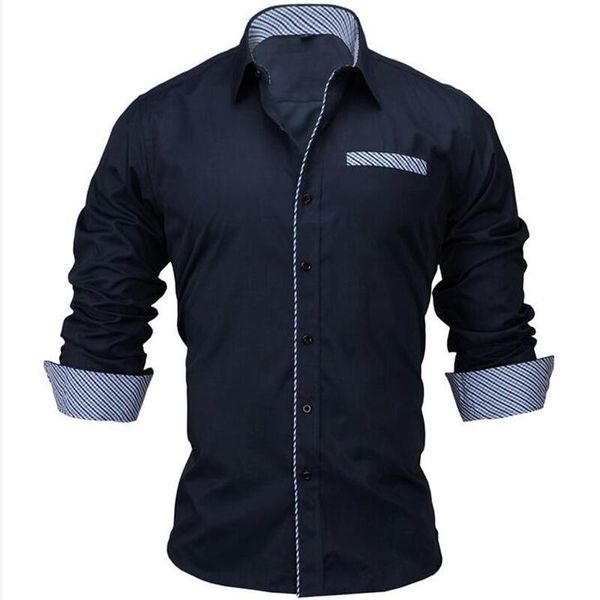 

visada jauna 2019 mens shirt male clothing fit 100% cotton solid fashion long sleeve shirt men us 2xl camisa masculin n5021 c1210, White;black