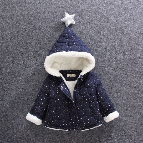 

children's corduroy jackets winter new baby boys and girls warm jacket kids thick plus velvet coats kids hooded wool coats lj201203, Blue;gray