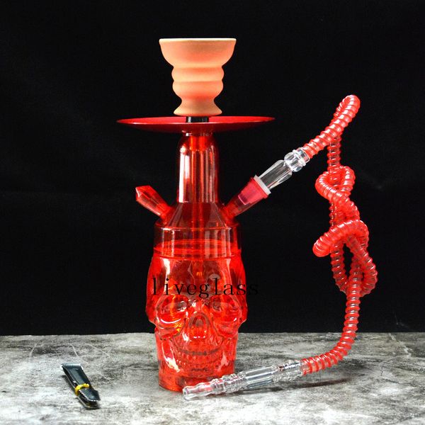 LED Kafatası Cam Nargile Sigara Boru Seti Nargile Sigara Aksesuarları Su Bongs Narguile Completo Chicha Bowl Charcoal Maşa Dab Rigs ile