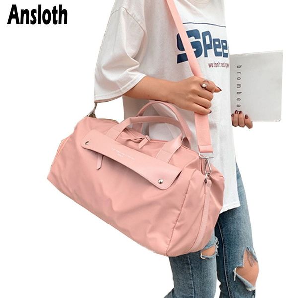 

ansloth travel handbag women oxford luggage bag ladies fitness bag large capacity sport shoulder bag female travel duffle lj201118