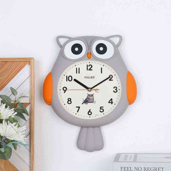 Simples desenho animado relógio de parede coruja criativo mudo relógio de parede moderno design animal reloj de pared sala de estar decoração home decor h1230