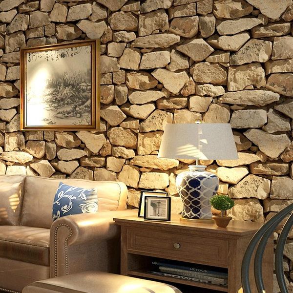 

wallpapers retro nostalgic personality stone pattern culture wallpaper bar el coffee shop pvc brick wall paper