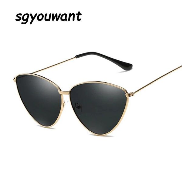 

sunglasses retro cat eye women metal frame mirror uv400 sun glasses female brand designer vintage lunette de soleil femme, White;black