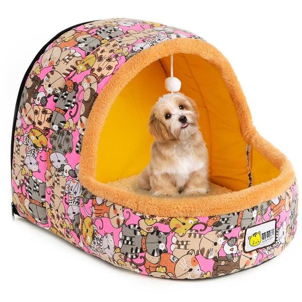 

cat beds & furniture heypet foldable bed pet house coral fleece litter mat dog for small dogs cats winter warm sleeping supplies