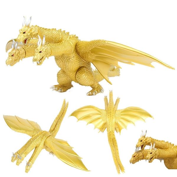 

three head golden dragon king ghidorah 22-24cm action figures toys brinquedo toy collectible model toys #1468 y200421