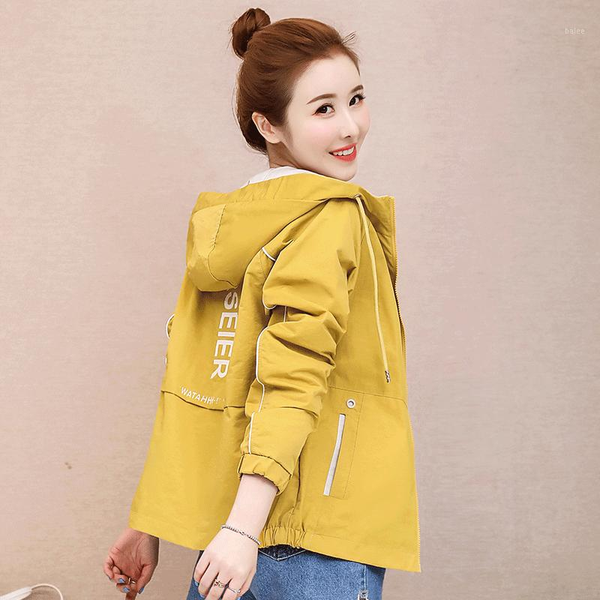 

2020 autumn women's hooded jackets fashion long sleeve windbreaker female casual zipper lightweight jackets basic coat p7171, Black;brown