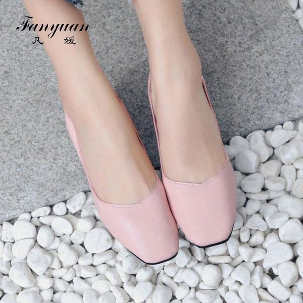 

fanyuan 2021 block thick square chunky high heels pink white shallow office woman single shoes women pumps mules slippers1, Black