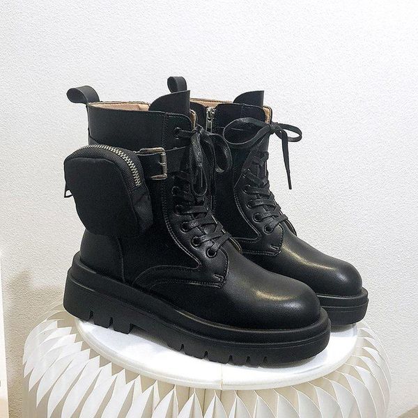 

2020 новая осень зимняя буксирная карманная пряжка ремешка мотоцикл бота блестящая кожа лоскутное горячее новое прибытие ботинки плоская пла, Black