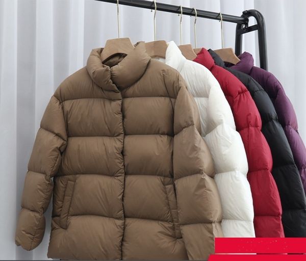 

8 colors light jacket stand collar 90% white duck down coat casual loose spring autumn outwear high quality, Black