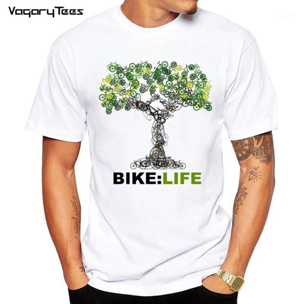 

men's t-shirts art geek style tee clothes creative life tree t-shirt summer men's personality bicycle design printed t shirt1, White;black