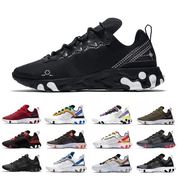 

black schematic react element 55 mens running shoes react 55s script tour yellow taped seams olive red men women trainer sports sneakers