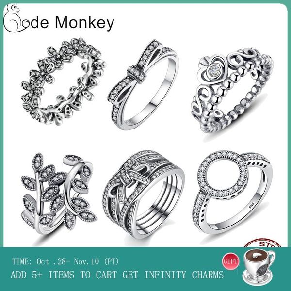 

codemonkey горячие продажи 100% 925 серебрянные кольца четкие cz круг вокруг лаки кольца для женщин ювелирные изделия 2019 dropshipping r041