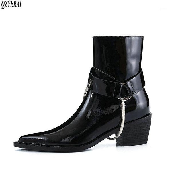 

qzyerai new style fashion boots genuine leather female boots women's cowhide autumn and winter women's shoes1, Black