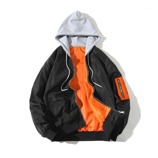 

vogue men jacket coat casual loose hip hop streetwear bomber jacket overcoats mens clothes nice hooded coats outwear1, Black;brown