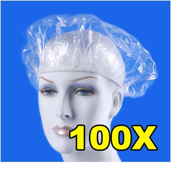 

100pcs/lot disposable shower caps clear spa hair salon l one-off bathing elastic shower hat bathroom products bat qylfli