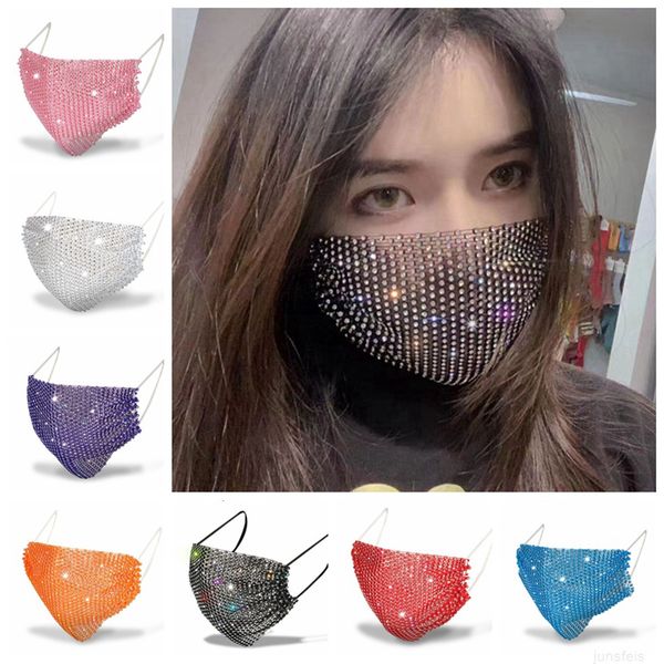 

factory diamond halloween rhinestone masks designer face mask party mask sequins sunscreen trendy fashion mouth cover fa