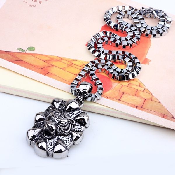 

jewelry purchase ethnic style jewelry men's necklace alloy leopard head necklace jewelry lion head pendant, Silver