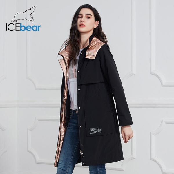 

icebear new coat long jacket quality parka fashion casual brand women clothing gwc20727i 201027, Black