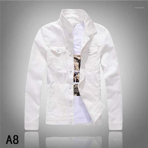 

new fashion men denim jacket cowboy white jeans jacket men casual slim fit jeans cotton coat outwear male clothes1, Black;brown