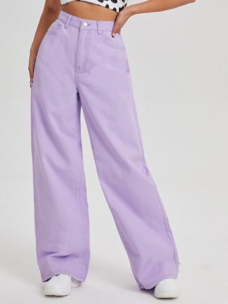 

high-rise wide leg jeans 77bz#, Blue