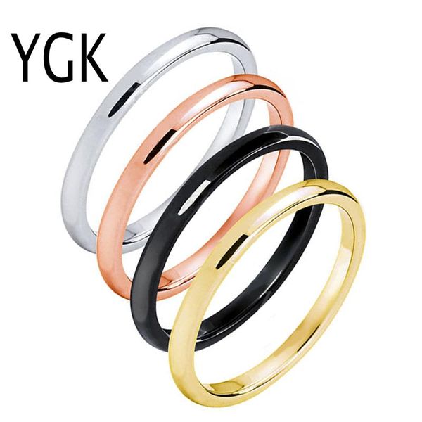 

cluster rings ygk jewelry 2mm width fashion tungsten ring female charms wedding band for women lovers party, Golden;silver
