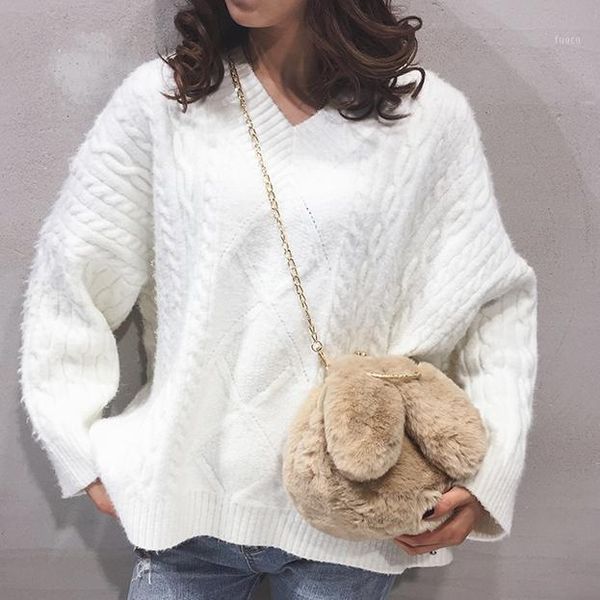 

waist bags women handbag 2021 chain solid vintage casual cross body fluffy handbag1