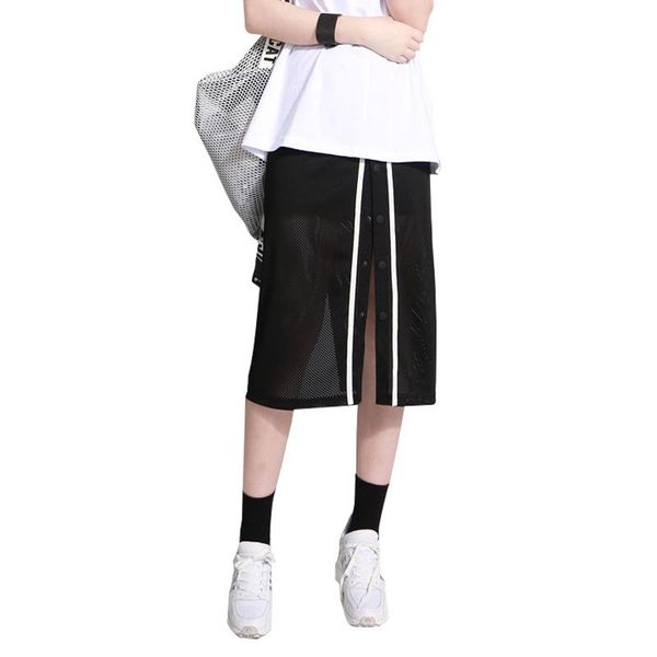 

trodeam harajuku skirts womens 2021 long skirts summer sport wind split skirt black tennis mesh hole korean style sport girl
