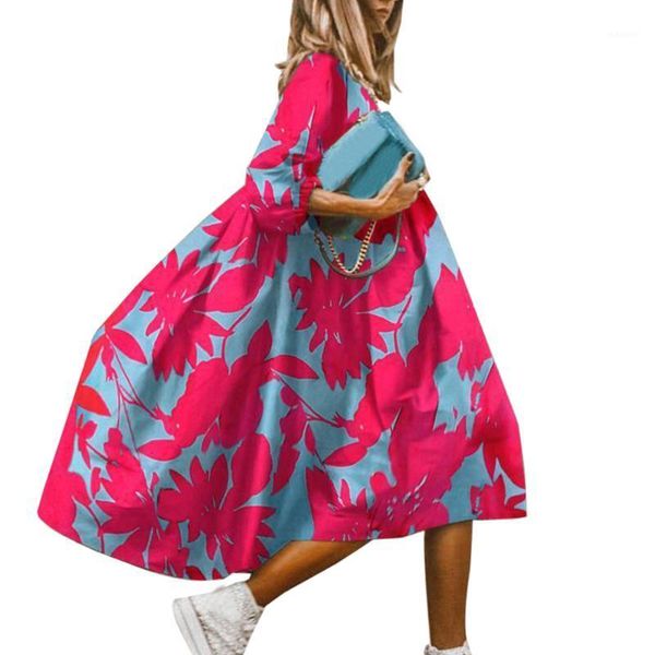 

summer floral leopard print half sleeve dress women casual o neck loose a-line dress retro elegant female party vestidos1, White;black