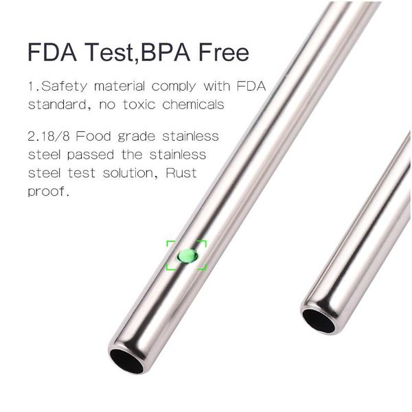 

bold 304 stainless steel straw straight bend metal reusable straw with cleaning brush set party bar acc bbydkp