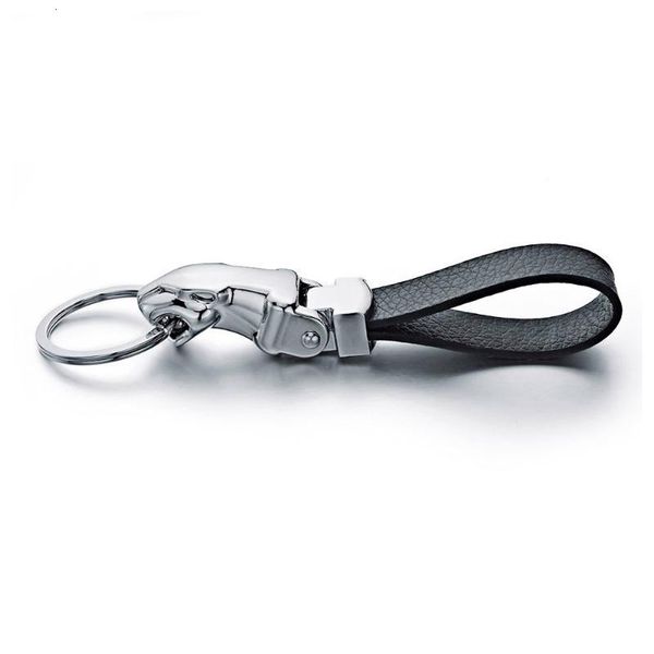 

leather rings metal key chains leopard holder head car keyrings keychains for man women gift k262xnwj, Silver