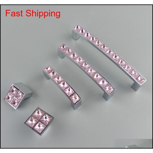 

crystal glass series diamond pink furniture handles door knobs dresser drawer wardrobe kitchen cabinets cupboard pu qyllqa sports2010