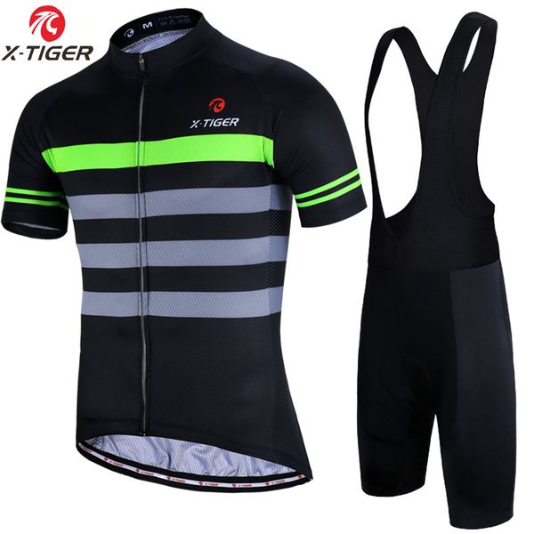 

x-tiger breathable cycling jerset set men summer anti-pilling cycling clothing set with coolmax 5d gel padded cycling shorts c0123, Gray