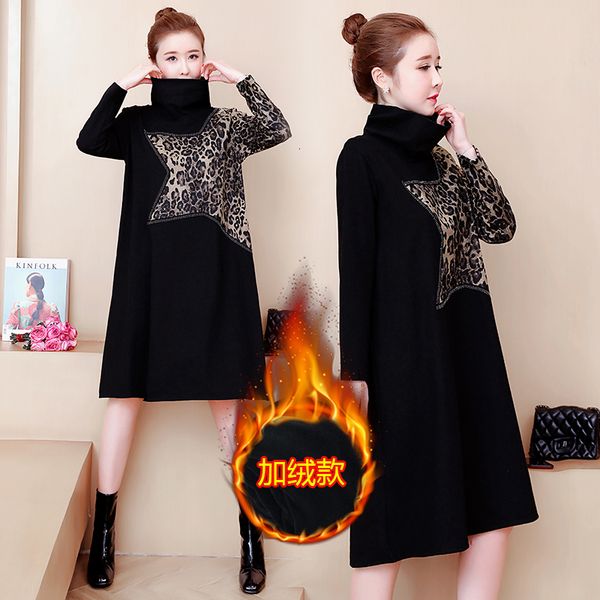 

Womens Big Plus Size Thermal Leopard Star Keep Warm Autumn Blouses Dressed Down Ryip, Black;gray