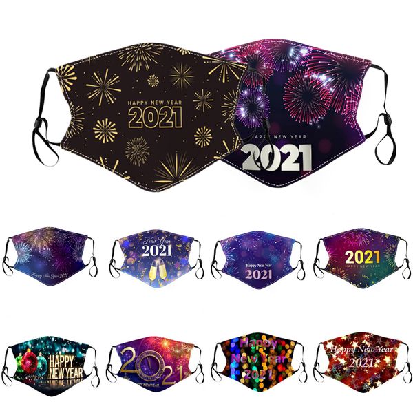 

2021 happy new year masks merry christmas face mask fashion breathable reusable printing cotton masks celebrate new year supplies