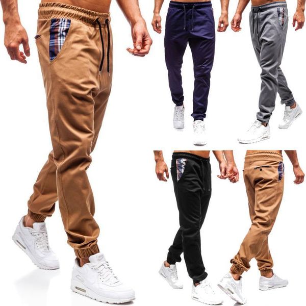 

spring autumn casual trousers elasticated waistband pants men small feet plain coloured slacks1, Black