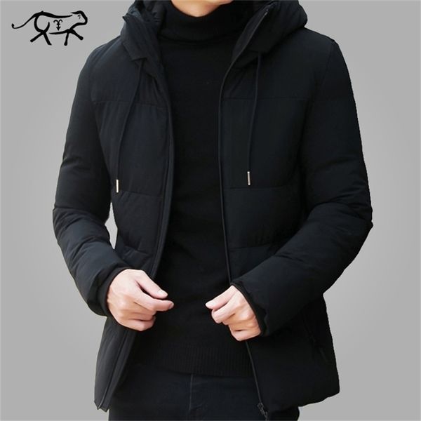 

brand winter jacket men clothes casual stand collar hooded collar fashion winter coat men parka outerwear warm slim west jackets 201218, Black