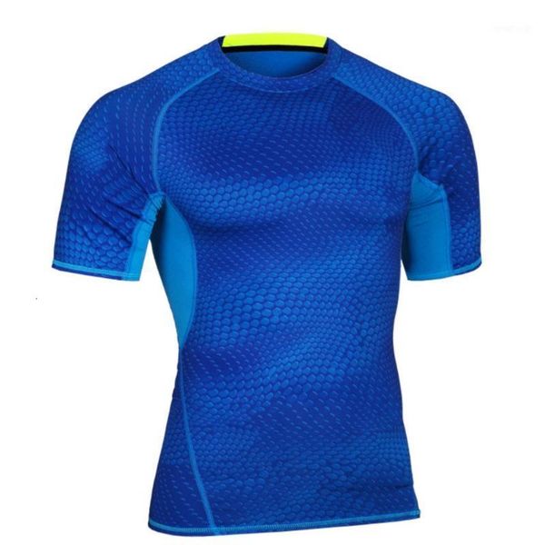 

ma20 men's fish scale printing compression tights shirt running fitness gym sweatshirts shirt outdoor male tee sport, Black;blue