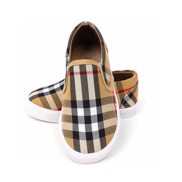 

2020 classic toddler flats baby shoes gingham slip on casual kids canvas loafers girls boys sneakers size 22-35, Black;grey