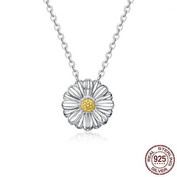 

popular ornaments pure silver daisy necklace concise chrysanthemum electroplate pendant1