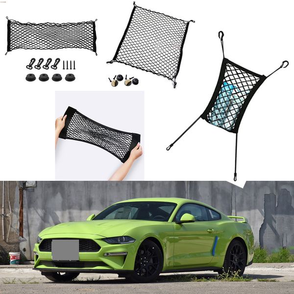 

for ford mustang car vehicle black rear trunk cargo baggage organizer storage nylon plain vertical seat net