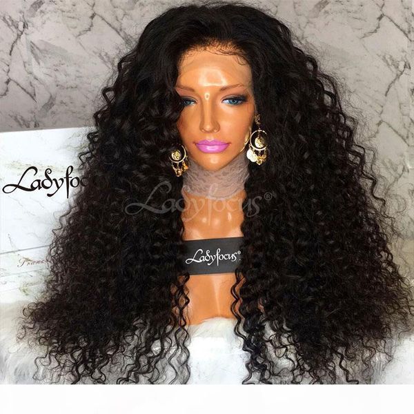 

malaysian curly full lace human hair wigs with baby hair 100% brazilian virgin hair kinky curly lace front wigs for black women, Black;brown