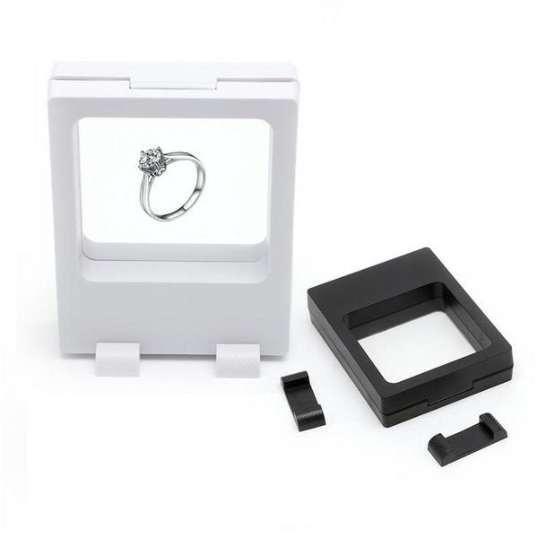 

black white suspended floating display cases box jewellery coins gems artefacts stand holder fashion mmso0