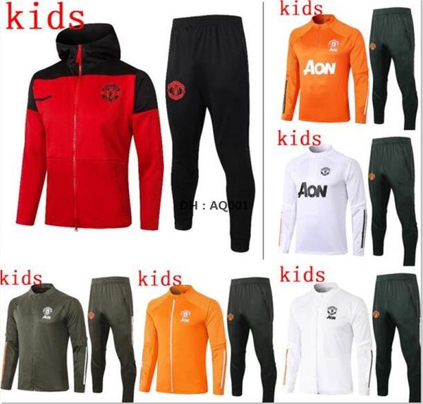 

2021 kids full zip jacket tracksuit martial rashford football jacket sportswear foot jogging 2020 21 pogba united soccer tracksuit full, Black