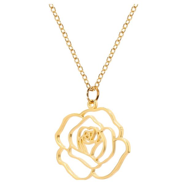 

горячая распродажа новая краткая самая низкая роза цветок из нержавеющей стали ожерелье аксессуары оптом фабрика прямых продаж sqctus, Golden;silver