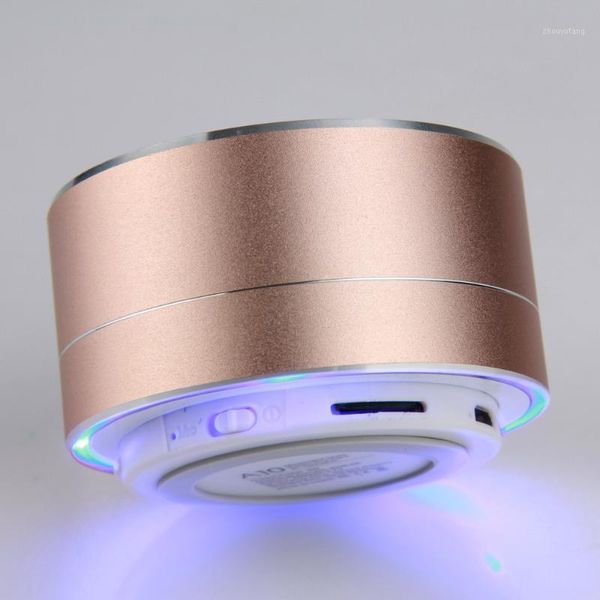 

portable mini wireless speaker with light metal bluetooth loudspeaker subwoofer microphone handssupport tf fm music player1