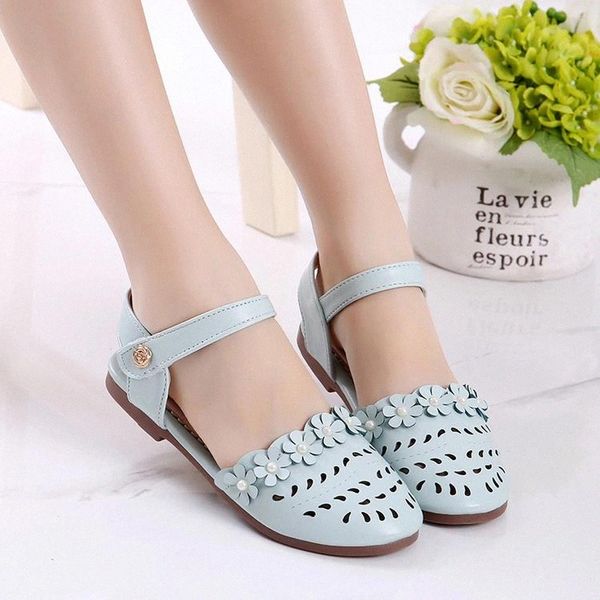 

new girls beach sandals summer kids cut-outs shoes breathable soft bottom wrappingtoe sandals for princess size 26-35 #ew9b