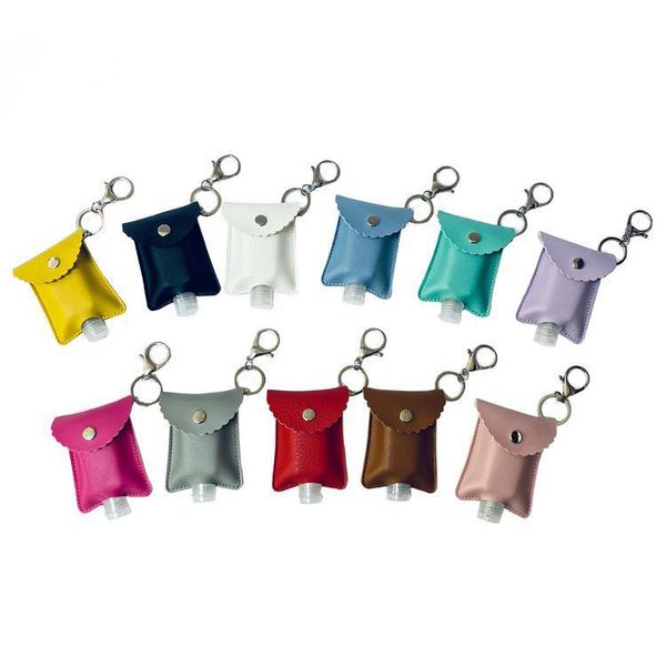 

sanitiser storage bag 60ml bottle cover pu leather sanitizer tassel holder metal keychain protable keyring storage bags 2021 sale