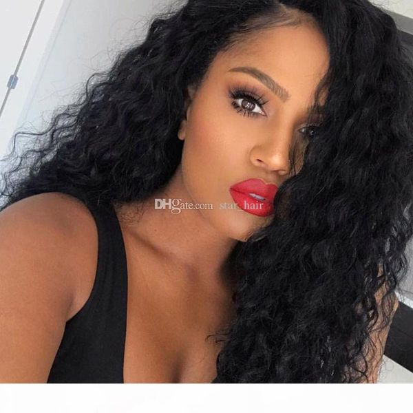 

human hair wig glueless brazilian hair curly lace front wig&full lace wig no shedding and tangle curly hair, Black;brown