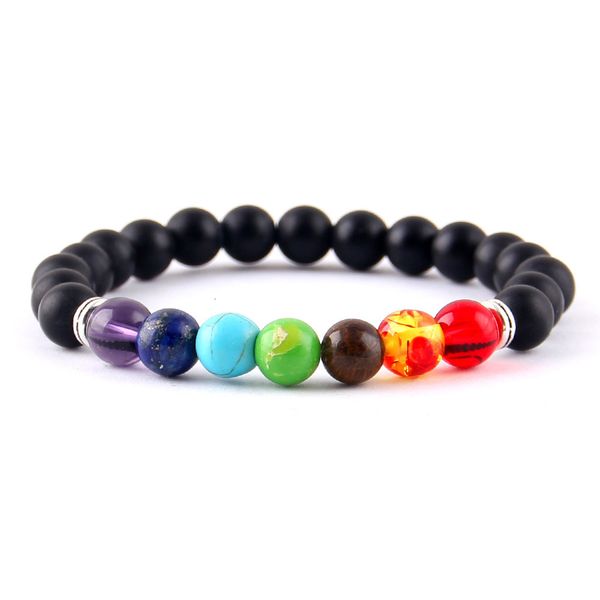 

chakra men black lava healing balance 7 beads reiki buddha prayer natural stone yoga bracelet for women