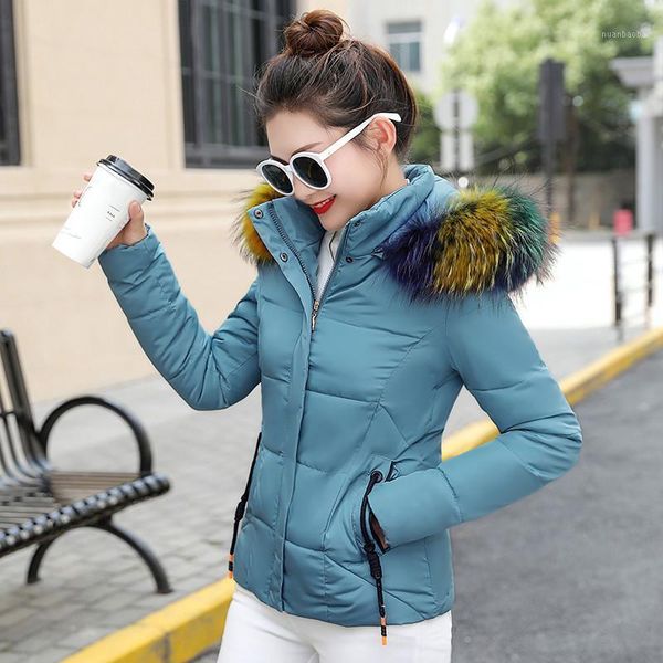 

winter jacket parkas 2020 winter new women's large fur collar hooded thick cotton down jacket coat jackets for women1, Black